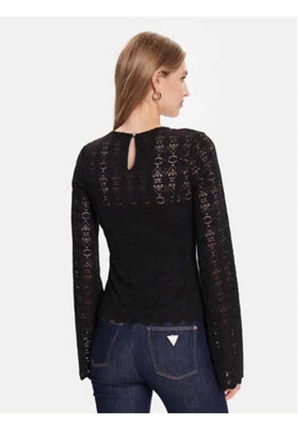 Guess Bluzka W5BP13 K1180 Czarny Slim Fit. Kolor: czarny. Materiał: syntetyk