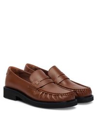 TOMMY HILFIGER - Tommy Hilfiger Lordsy Th Square Toe Leather Loafer FW0FW08977 Brązowy. Kolor: brązowy. Materiał: skóra #5
