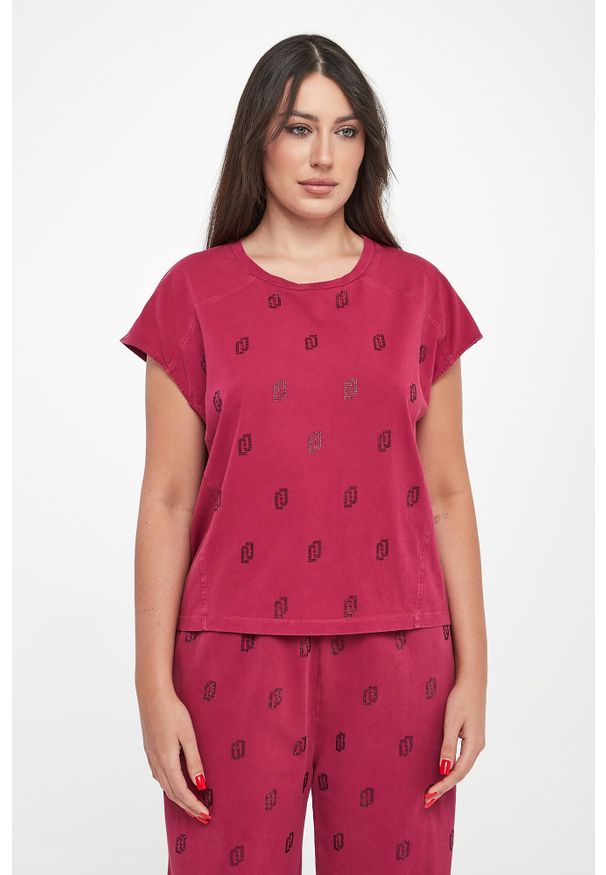 Liu Jo - T-shirt damski z cyrkoniami LIU JO