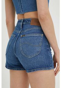 Lee szorty jeansowe Carol damskie kolor niebieski gładkie high waist. Stan: podwyższony. Kolor: niebieski. Materiał: jeans. Wzór: gładki #2