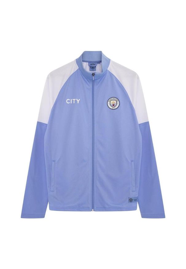 MANCHESTER CITY - Dres piłkarski dziecięcy Manchester City 21/22. Kolor: niebieski, biały, wielokolorowy. Materiał: dresówka. Styl: sportowy