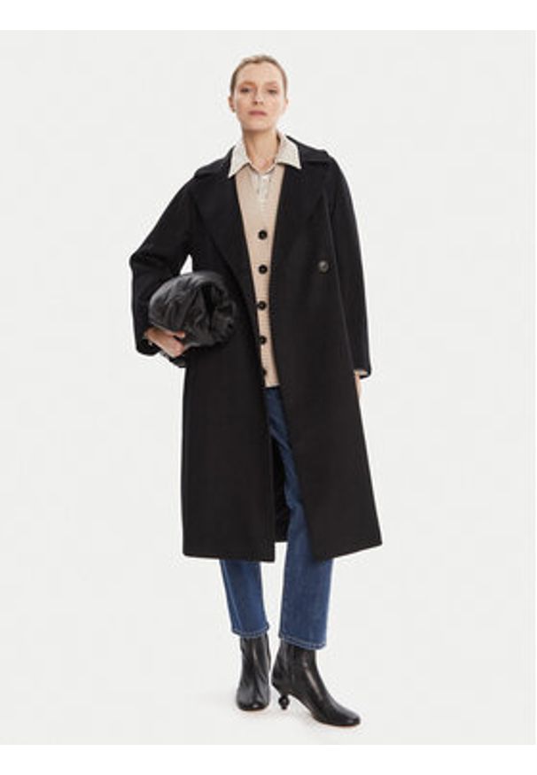 Weekend Max Mara Płaszcz wełniany Resina 2525016031 Czarny Regular Fit. Kolor: czarny. Materiał: wełna