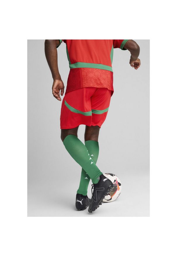 Puma - Męskie szorty Maroko 2025 PUMA Red Archive Green. Kolor: czerwony, wielokolorowy, zielony. Sport: piłka nożna