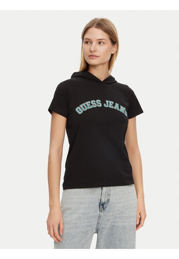 Guess T-Shirt W5GP28 J1314 Czarny Regular Fit. Kolor: czarny. Materiał: bawełna