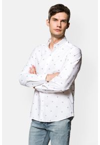 Lancerto - Koszula Biała we Wzory Raul. Kolor: biały. Materiał: bawełna