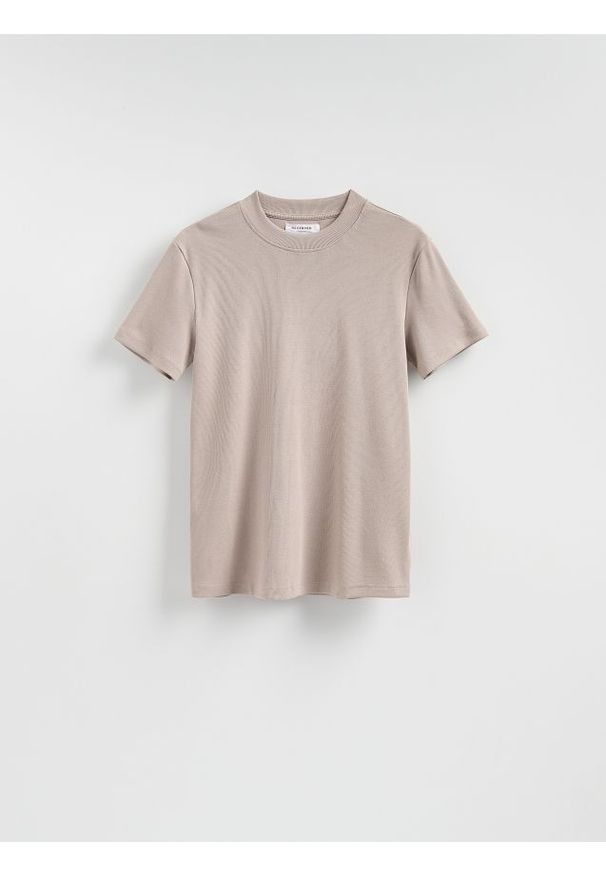 Reserved - T-shirt slim fit - jasnoszary. Kolor: szary. Materiał: bawełna, dzianina