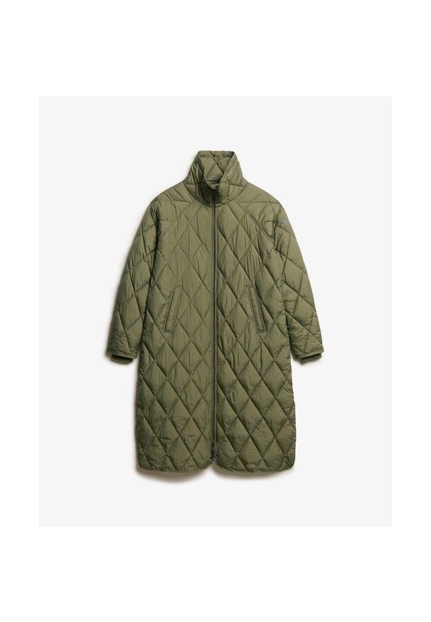 Damska kurtka puchowa Superdry Superlong Liner. Kolor: zielony. Materiał: puch. Długość rękawa: długi rękaw