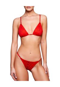 NOIRE SWIMWEAR - Top od bikini ze zwierzęcym motywem Red Snake. Kolor: czerwony. Materiał: tkanina. Wzór: motyw zwierzęcy