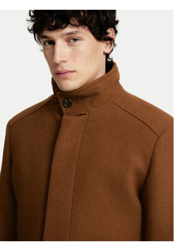 Selected Homme Płaszcz wełniany 16094322 Brązowy Regular Fit. Kolor: brązowy. Materiał: syntetyk, wełna