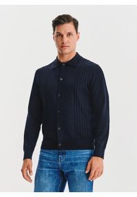 Pako Lorente - PAKO LORENTE - Bawełniany kardigan w kolorze granatowym. Okazja: na co dzień. Typ kołnierza: polo. Kolor: niebieski, zielony. Materiał: bawełna. Sezon: jesień. Styl: casual #2