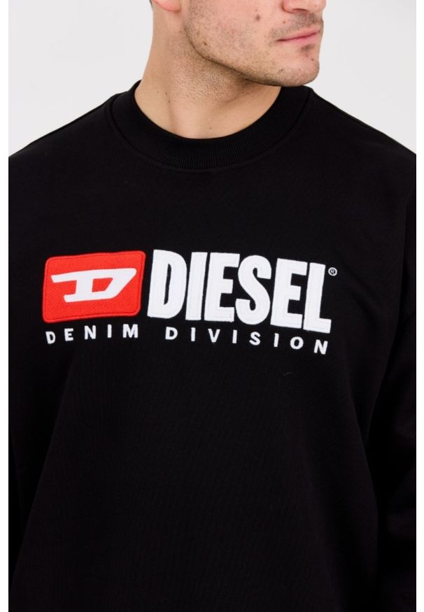Diesel - DIESEL Czarna męska bluza S-BOXT-DIV z dużym logo, Rozmiar XXL. Kolor: czarny. Materiał: materiał, bawełna, elastan. Długość rękawa: długi rękaw. Długość: długie. Styl: klasyczny, elegancki