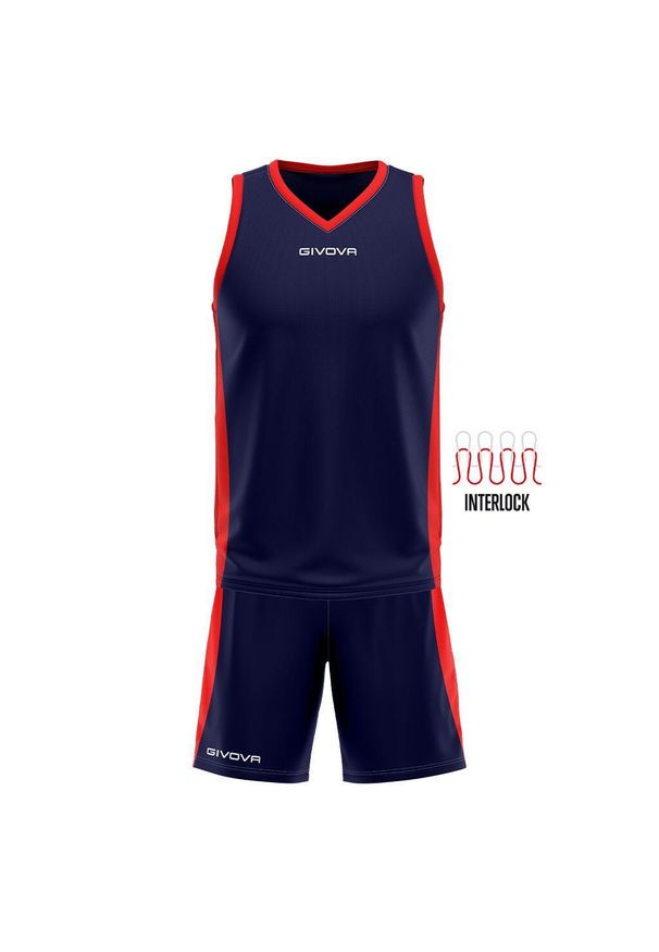Givova Kit Power Interlock 3XS – zestaw sportowy bez rękawów. Kolor: czerwony, niebieski, pomarańczowy, wielokolorowy. Długość rękawa: bez rękawów. Sport: koszykówka