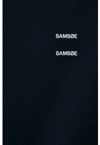Samsoe & Samsoe - Samsoe Samsoe bluza bawełniana męska kolor granatowy gładka. Kolor: niebieski. Materiał: bawełna. Wzór: gładki #2