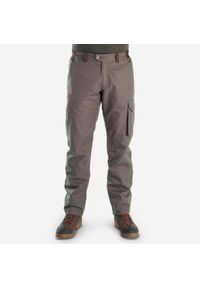 SOLOGNAC - Spodnie myśliwskie 500 Warm wodoodporne. Kolor: zielony, brązowy, wielokolorowy. Materiał: materiał, tkanina
