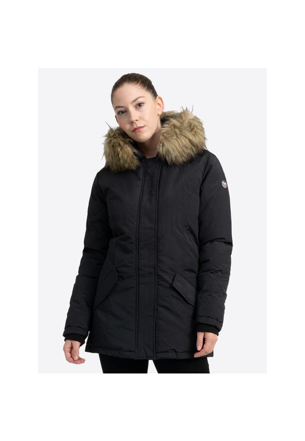 Damska kurtka zimowa Lonsdale Kimmeridge. Kolor: czarny. Materiał: puch. Sezon: zima. Sport: turystyka piesza