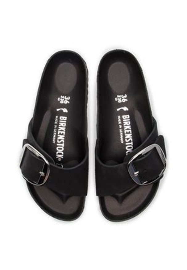 Birkenstock Klapki Madrid Big Buckle 1006523 Czarny. Kolor: czarny. Materiał: nubuk, skóra