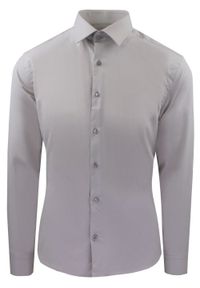 Męska Koszula Wizytowa, Taliowany Krój - Victorio - Popielata. Kolor: szary. Materiał: poliester, elastan, bawełna. Styl: wizytowy #1