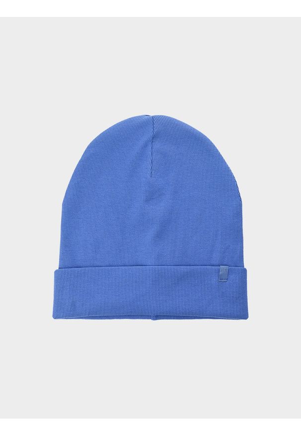 4f - Czapka beanie dziecięca - kobaltowa. Kolor: niebieski. Materiał: materiał, bawełna, dzianina. Sezon: wiosna. Styl: casual, klasyczny, sportowy