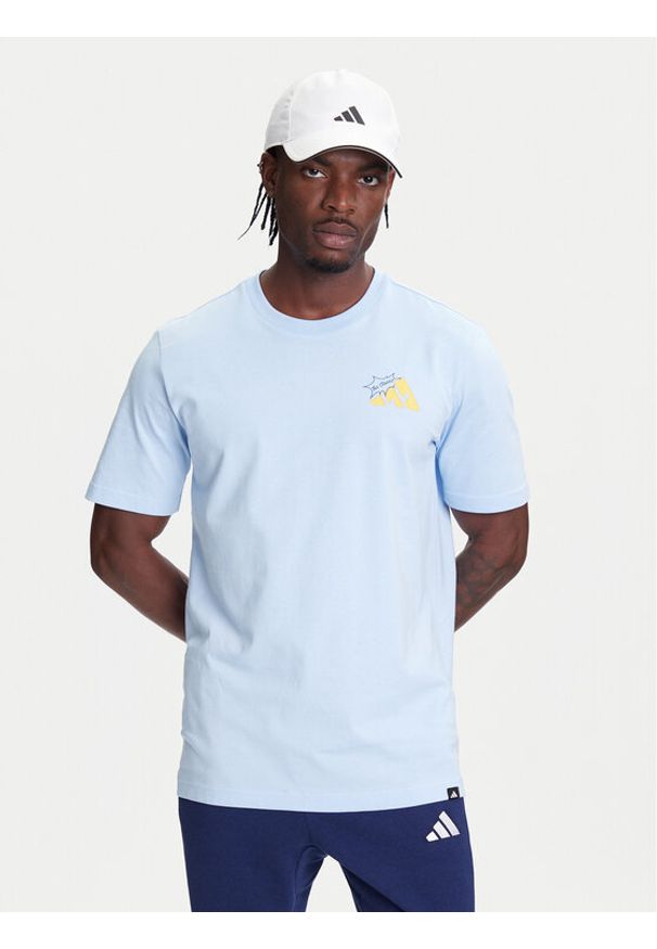 Adidas - adidas T-Shirt Food Grilled Cheese Graphic JM6460 Błękitny Regular Fit. Kolor: niebieski. Materiał: bawełna
