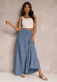 Renee - Niebieska Spódnica Kainne. Okazja: na co dzień. Kolor: niebieski. Styl: casual