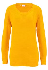 Sweter z dłuższym tyłem bonprix żółty szafranowy. Kolor: żółty. Długość: długie #1