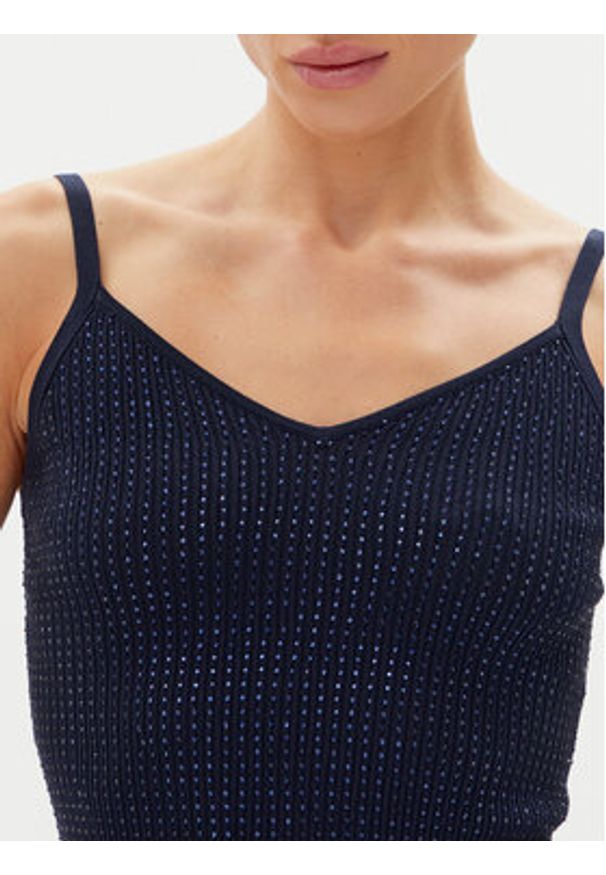 Fracomina Top FR25ST4006K410J9 Granatowy Slim Fit. Kolor: niebieski. Materiał: wiskoza