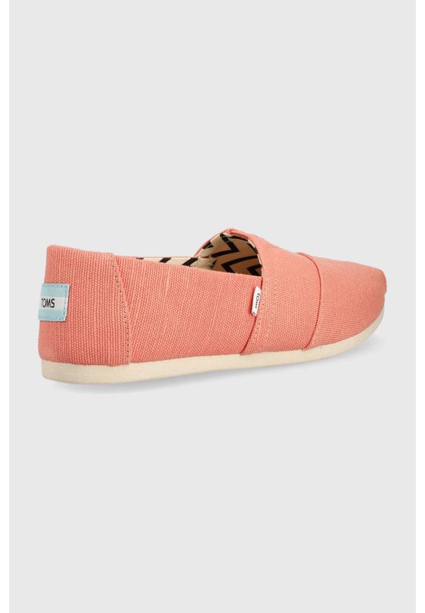 Toms espadryle Alpargata kolor pomarańczowy. Nosek buta: okrągły. Kolor: pomarańczowy. Materiał: guma, materiał. Wzór: gładki