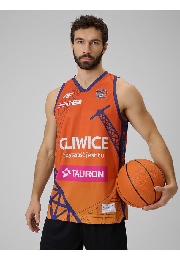 4f - 4F Koszulka meczowa replika domowa z sezonu 2025/26 męska 4F x GTK Gliwice - pomarańczowa S. Kolor: pomarańczowy. Materiał: materiał. Wzór: nadruk