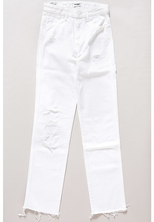 Wrangler - DAMSKIE SPODNIE JEANSOWE WRANGLER RETRO STRAIGHT WHITE DESTROYED W238DM13H 112127869. Styl: retro