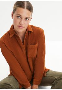 bonprix - Koszula sztruksowa z bawełny. Kolor: brązowy. Materiał: sztruks, bawełna #2