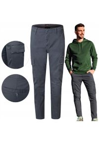 Bawełniane Spodnie z Bocznymi Kieszeniami (Cargo) - Pako Jeans - Grafitowe. Kolor: szary. Materiał: elastan, bawełna #4