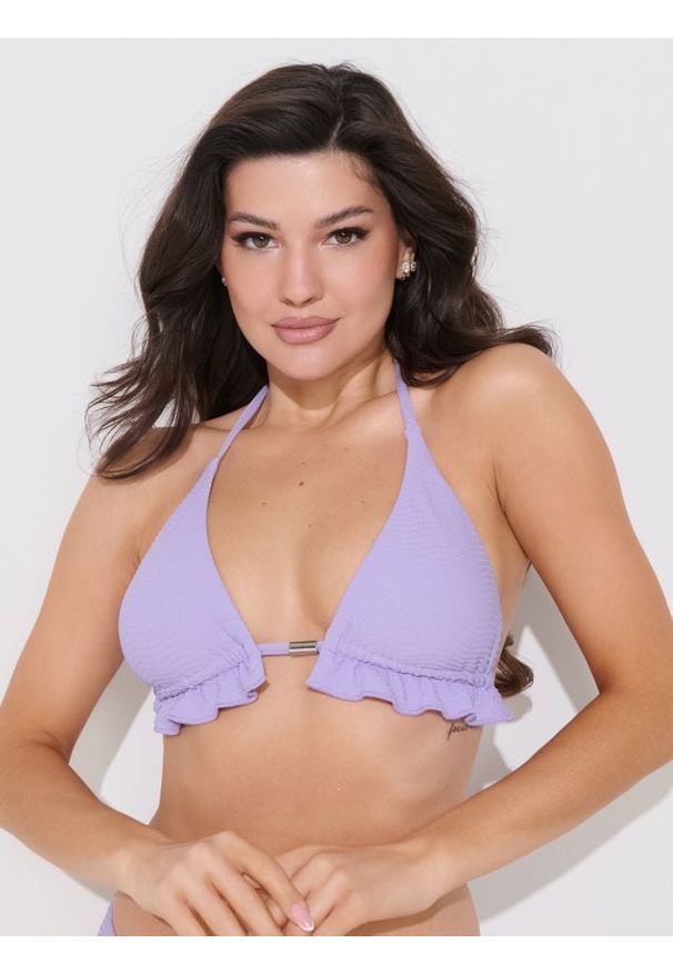 Sinsay - Góra od bikini z falbaną - fioletowy. Kolor: fioletowy