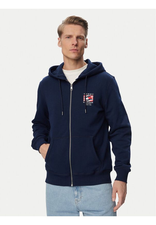 TOMMY HILFIGER - Tommy Hilfiger Bluza MW0MW43382 Granatowy Regular Fit. Kolor: niebieski. Materiał: bawełna
