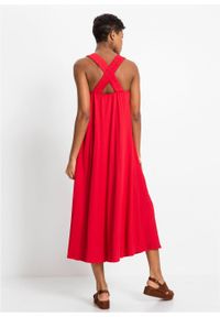 Sukienka oversize z krepy bonprix truskawkowy. Kolor: czerwony. Długość rękawa: na ramiączkach. Typ sukienki: oversize #4
