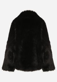 Born2be - Czarna Dwurzędowa Kurtka Futerko o Fasonie Oversize Asinella. Okazja: na randkę, na co dzień, na spacer. Kolor: czarny. Materiał: futro. Styl: casual