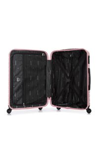 Wittchen - Średnia walizka z ABS-u z geometrycznym tłoczeniem jasny różowa. Kolor: różowy. Materiał: poliester. Wzór: geometria #10