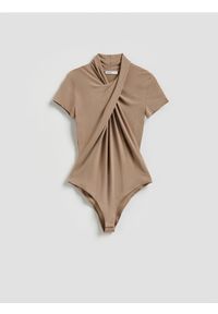 Reserved - Body z modalem - beżowy. Kolor: beżowy. Materiał: dzianina