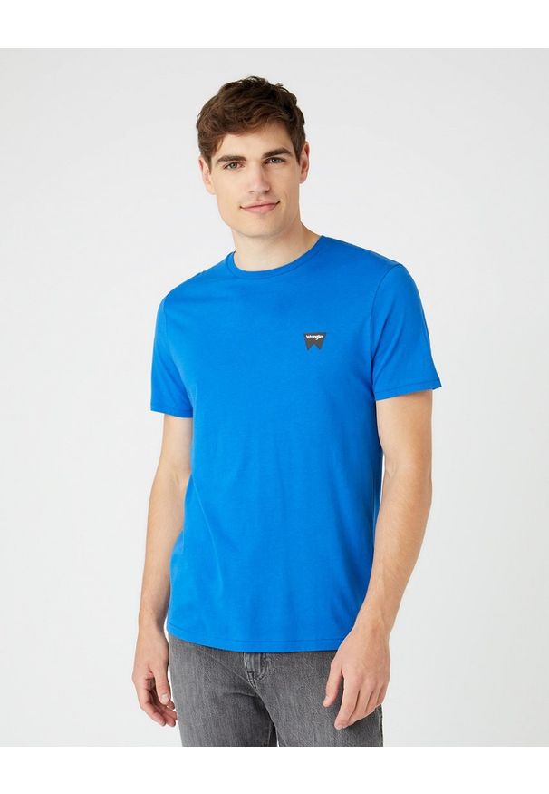 Wrangler - WRANGLER SS SIGN OFF TEE MĘSKI T-SHIRT KOSZULKA LOGO NAUTICAL BLUE W7C07D3V2 112146300