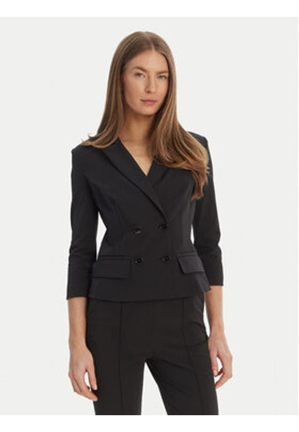 Elisabetta Franchi Marynarka GI-224-61E2-V590 Czarny Regular Fit. Kolor: czarny. Materiał: syntetyk