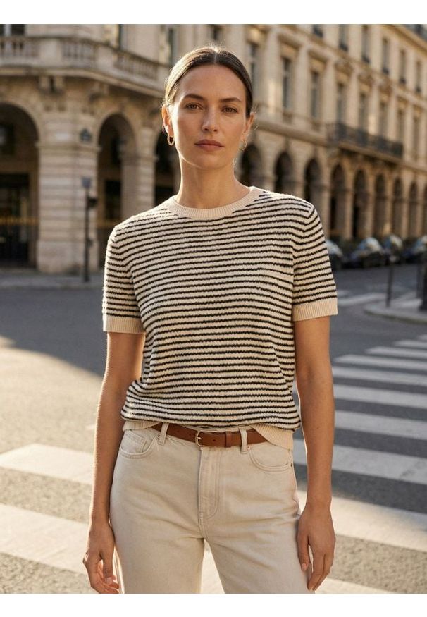 Sinsay - Wiskozowy sweter w paski - wielobarwny. Materiał: wiskoza. Wzór: paski