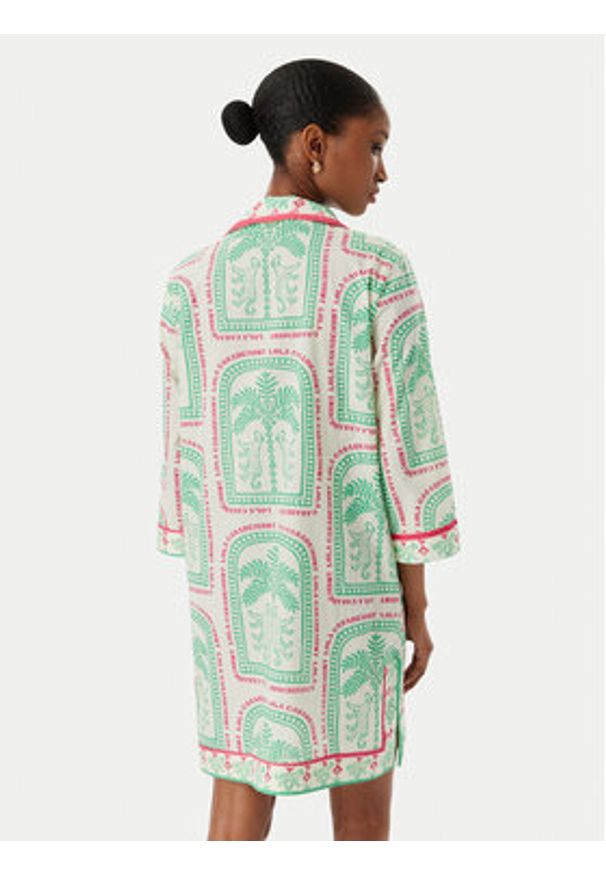 LOLA CASADEMUNT Sukienka letnia LS2616074 Kremowy Regular Fit. Kolor: kremowy. Materiał: bawełna. Sezon: lato