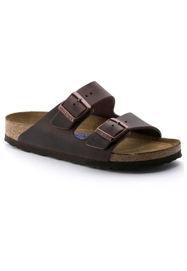 Birkenstock - BIRKENSTOCK Arizona SFB LEOI Habana Klapki męskie. Okazja: na co dzień, na spacer, do pracy. Kolor: brązowy. Styl: casual