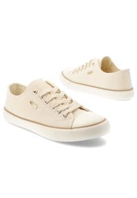 Big-Star - Trampki damskie Big Star, tekstylna cholewka sznurowany fason klasyczna gumowa podeszwa okrągły nosek minimalistyczny design, beżowe, TT274773. Nosek buta: okrągły. Zapięcie: sznurówki. Kolor: beżowy. Materiał: guma. Szerokość cholewki: normalna. Styl: klasyczny #5