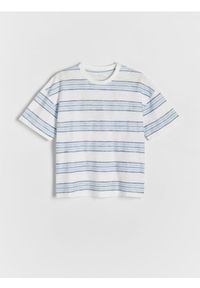 Reserved - Strukturalny t-shirt oversize - złamana biel. Materiał: dzianina, bawełna