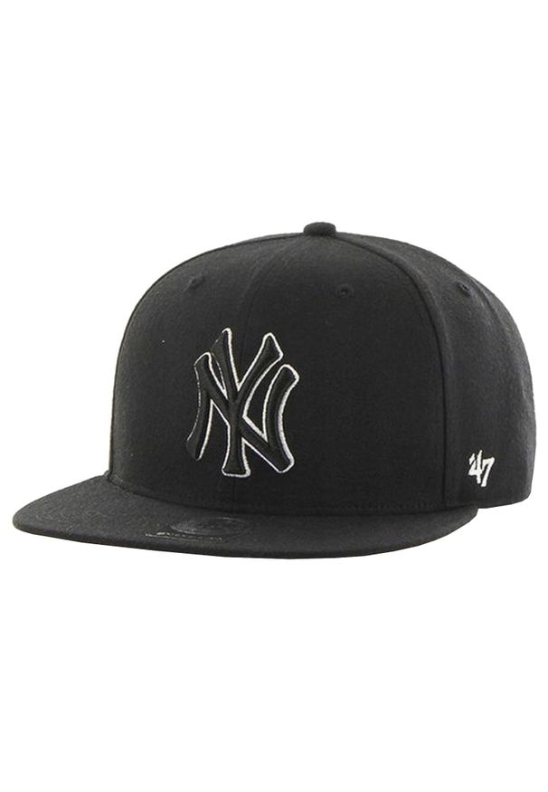 47 Brand - Czapka z daszkiem męska MLB New York Yankees No Shot Cap. Kolor: czarny. Materiał: akryl, wełna