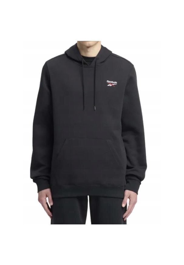 Reebok Fitness - BLUZA męska REEBOK sportowa 100221826 czarna bawełniana z kapturem L. Typ kołnierza: kaptur. Kolor: czarny. Materiał: bawełna. Sport: fitness