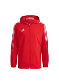 Adidas - Kurtka piłkarska męska adidas Tiro 21 Windbreaker. Kolor: czerwony, wielokolorowy, biały. Sport: piłka nożna