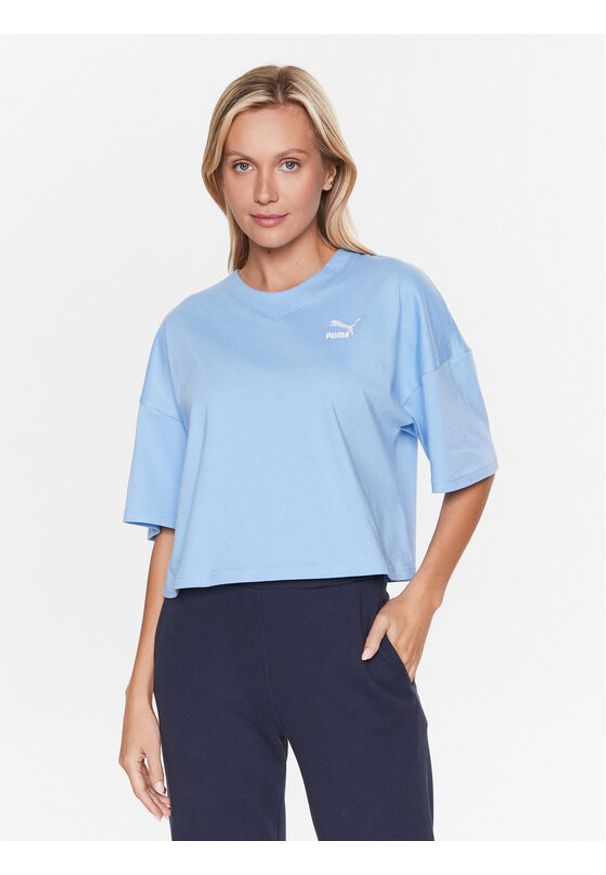 Puma T-Shirt Classics 538052 Niebieski Oversize. Kolor: niebieski. Materiał: bawełna
