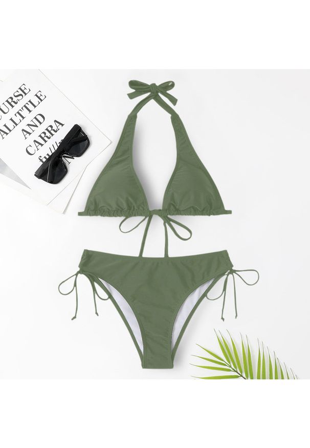 Intica - Bikini wiązane na szyję do plażowania Trien. Kolor: zielony. Materiał: materiał