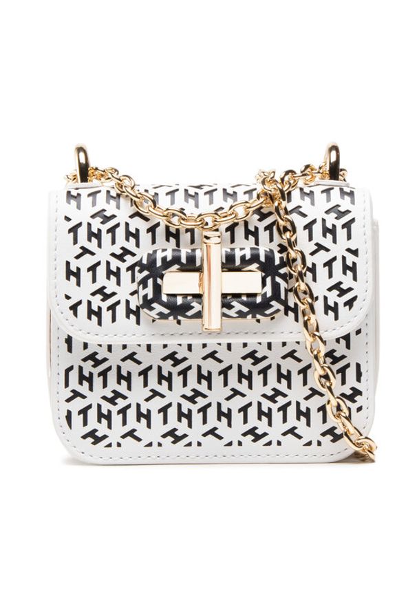 TOMMY HILFIGER - Tommy Hilfiger Torebka Turnlock Micro Laser Cut AW0AW11369 Biały. Kolor: biały. Materiał: skórzane